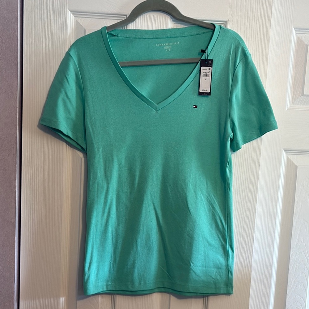 Tommy Hilfiger Fitted Green Short Sleeve Tee